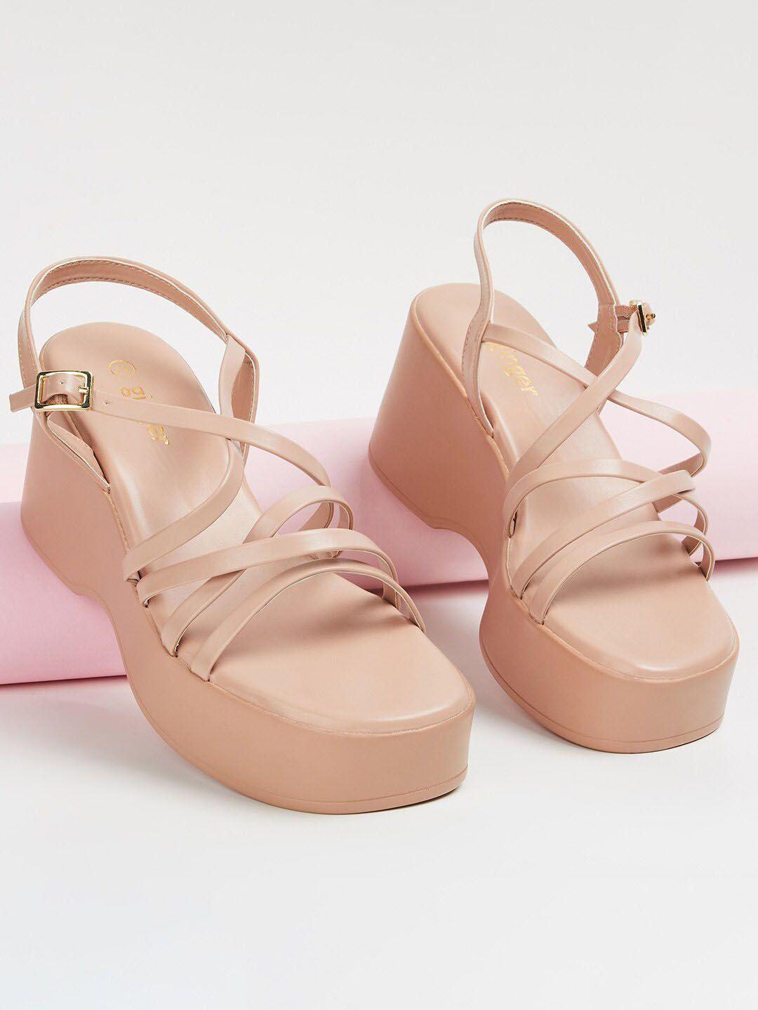 ginger by lifestyle open toe flatform heels