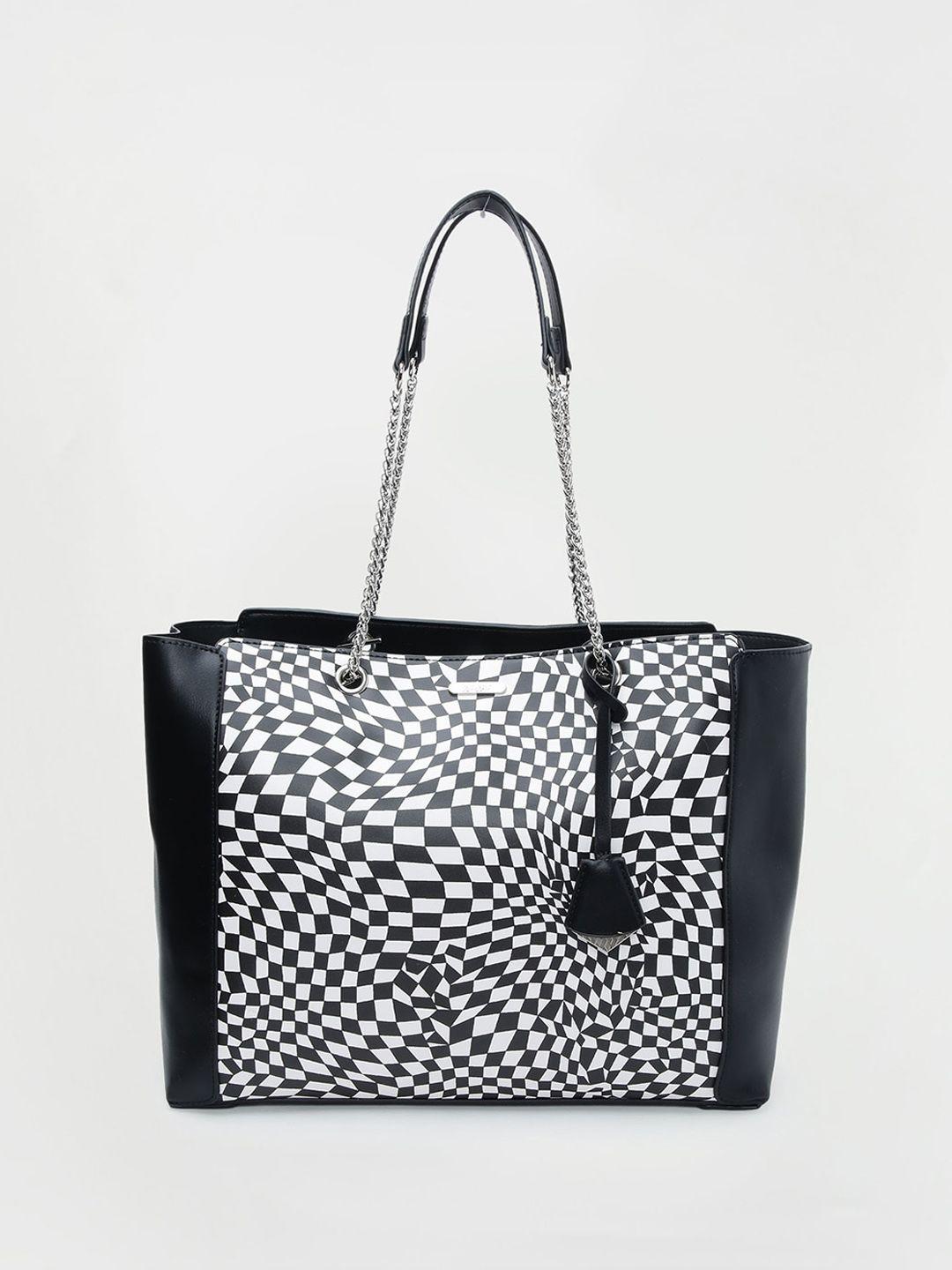 ginger by lifestyle oversized checked shopper shoulder bag