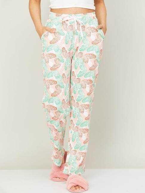 ginger by lifestyle pink & green cotton printed pyjamas
