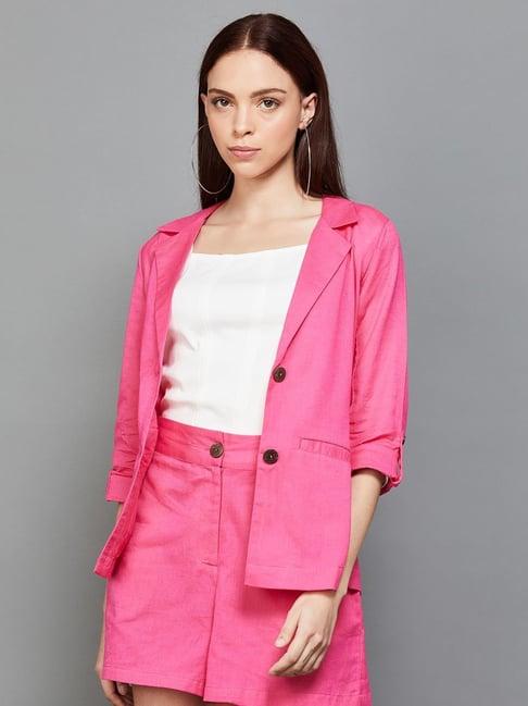 ginger by lifestyle pink cotton blazer