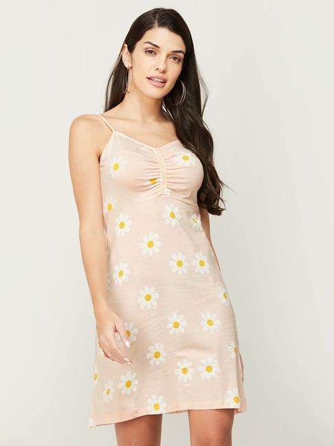 ginger by lifestyle pink cotton floral print a-line dress