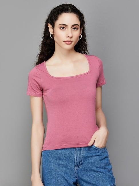 ginger by lifestyle pink cotton regular fit top