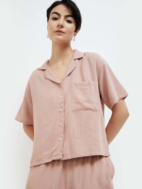 ginger by lifestyle pink regular fit shirt