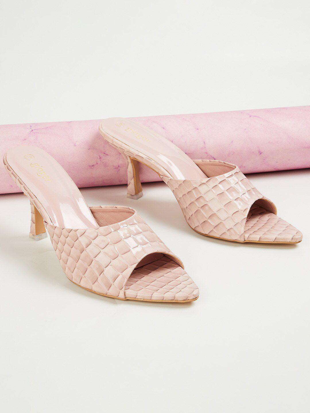 ginger by lifestyle pink textured mules heels
