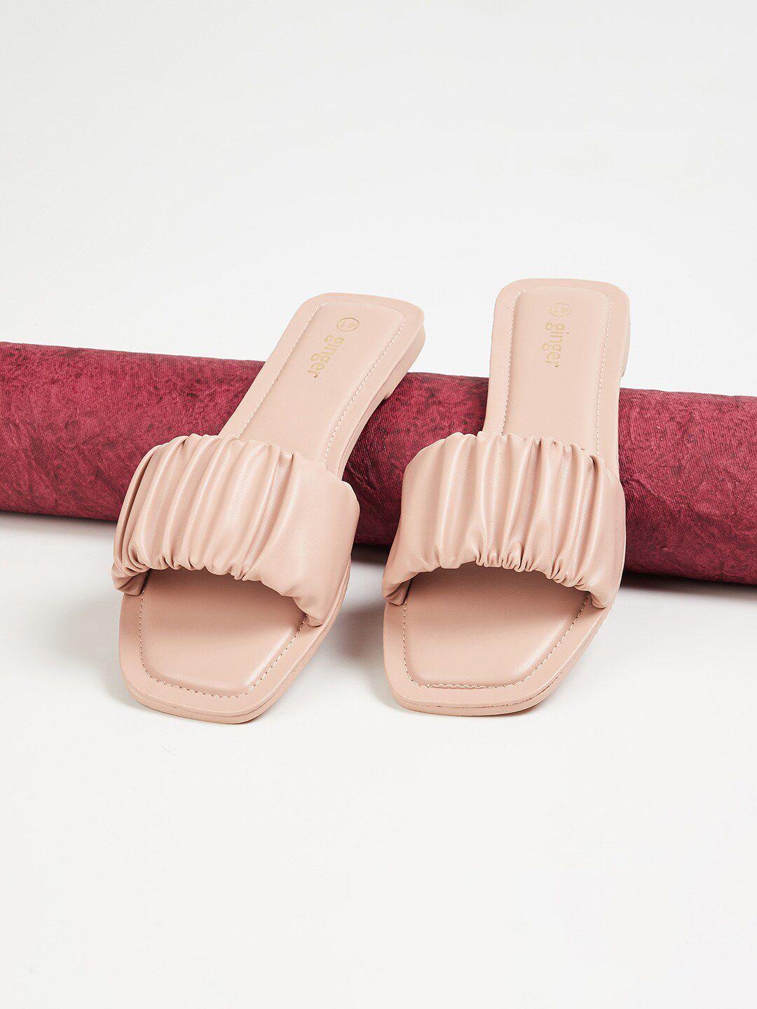 ginger by lifestyle pink textured open toe flats