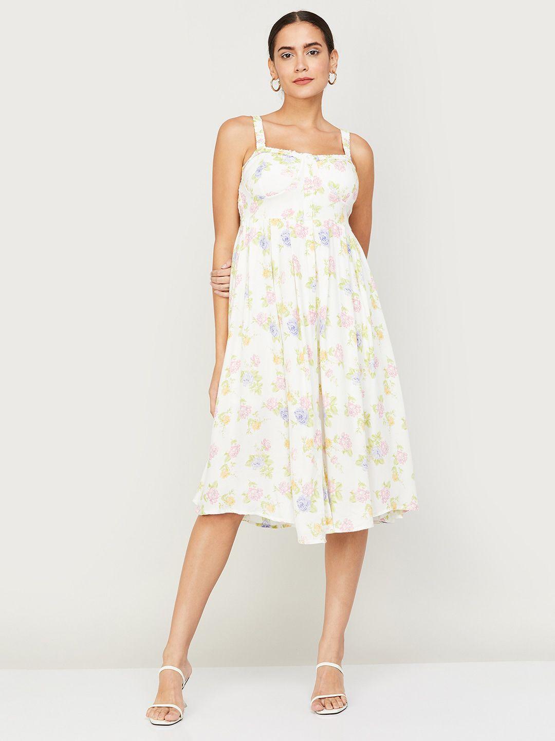 ginger by lifestyle pleated floral printed shoulder straps midi empire dress
