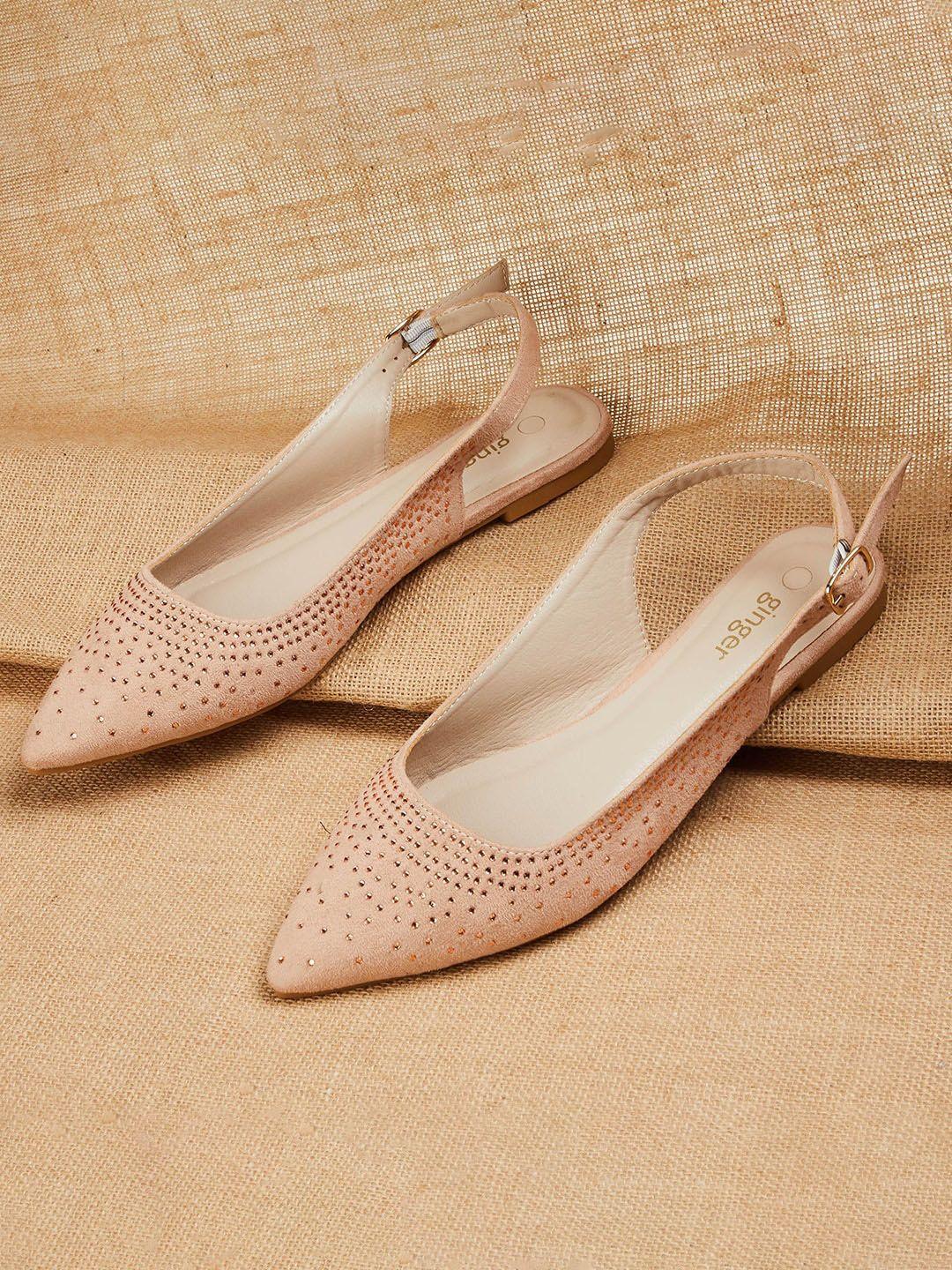 ginger by lifestyle pointed toe embellished flats with buckles