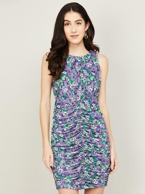 ginger by lifestyle purple floral print shift dress