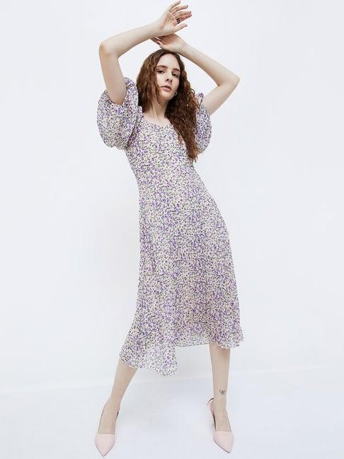 ginger by lifestyle purple printed maxi dress