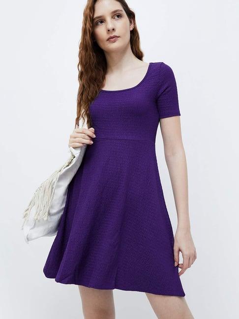 ginger by lifestyle purple regular fit a-line dress