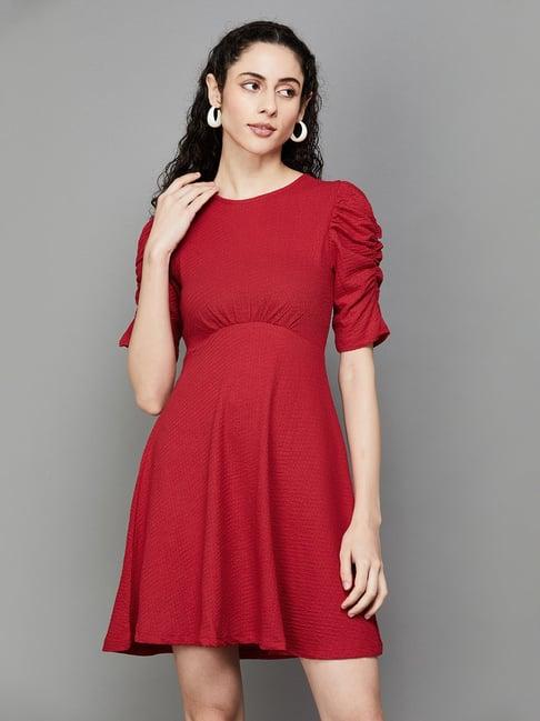 ginger by lifestyle red blouson dress