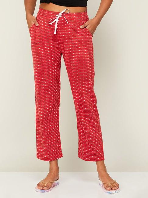 ginger by lifestyle red cotton printed pyjamas