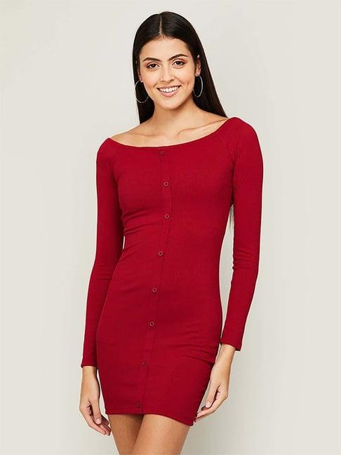 ginger by lifestyle red cotton shift dress