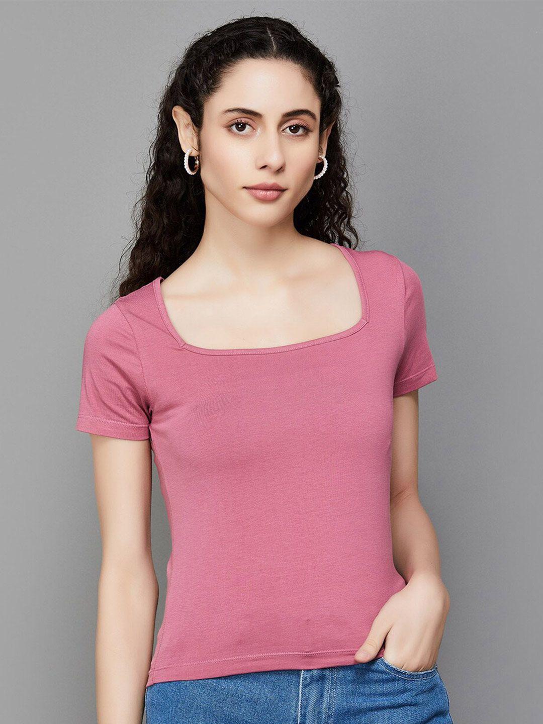 ginger by lifestyle square neck cotton fitted top