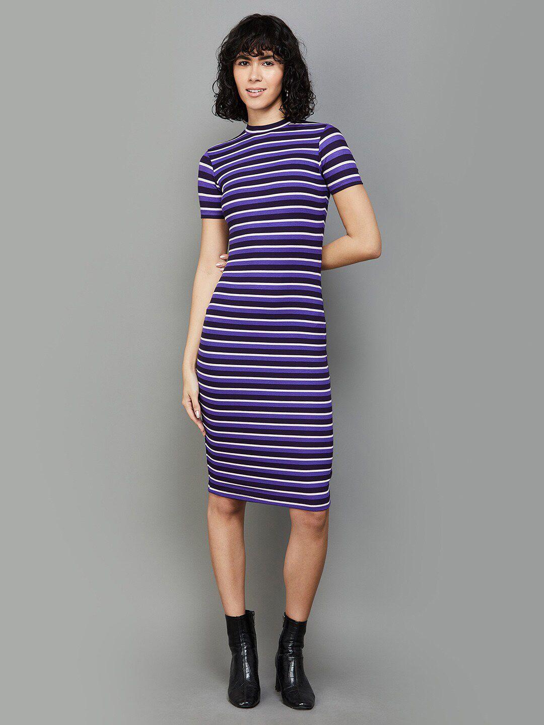 ginger by lifestyle striped high collar sheath dress