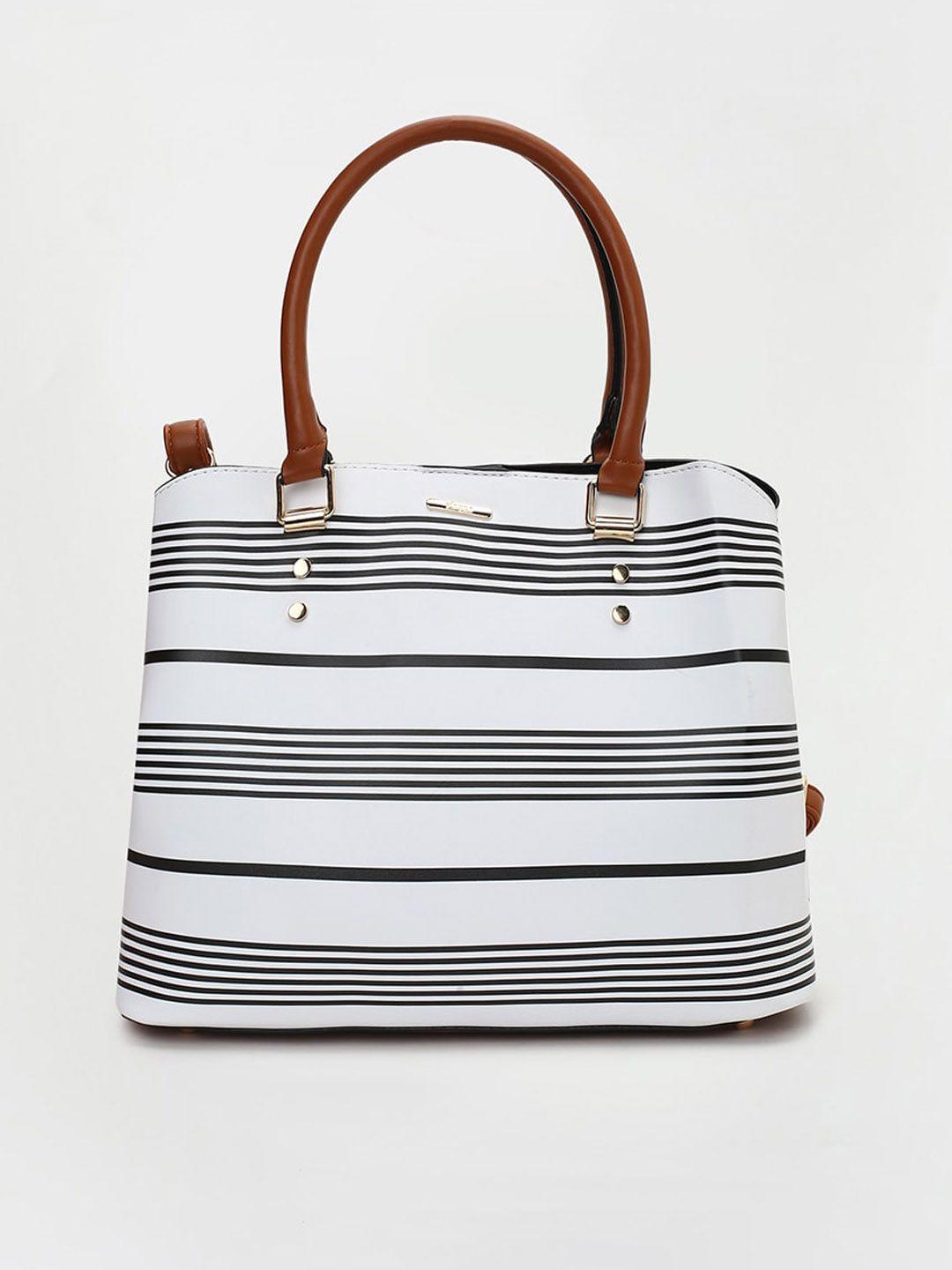 ginger by lifestyle striped oversized structured handheld bag