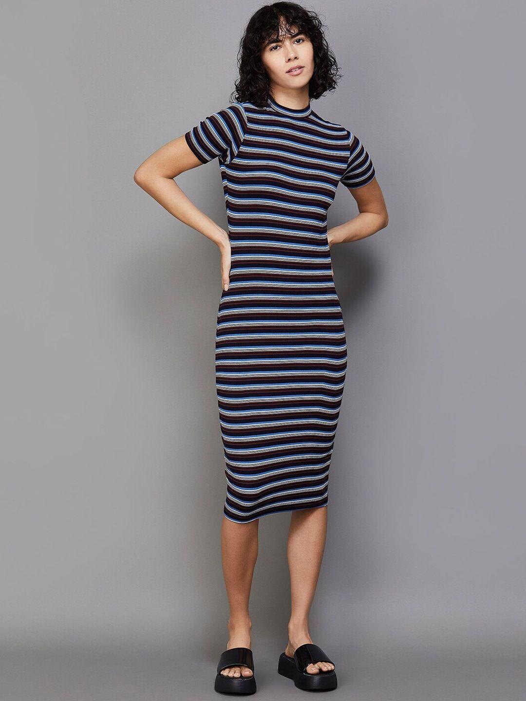 ginger by lifestyle striped round neck t-shirt dress