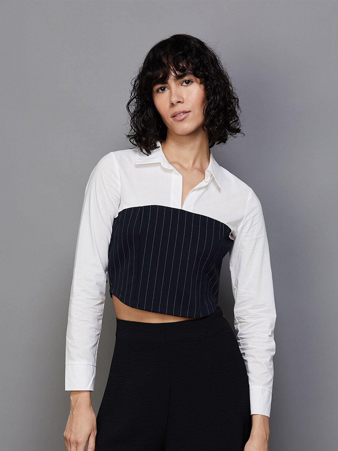 ginger by lifestyle striped shirt style crop top