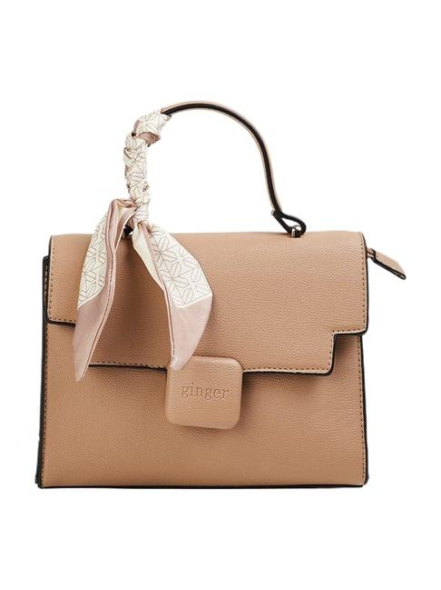 ginger by lifestyle taupe satchel handbag