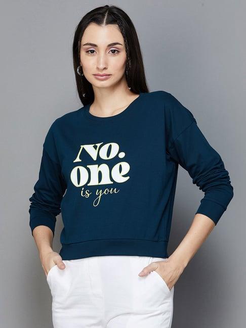 ginger by lifestyle teal graphic print sweatshirt