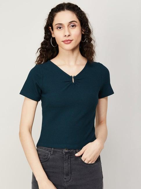 ginger by lifestyle teal regular fit top