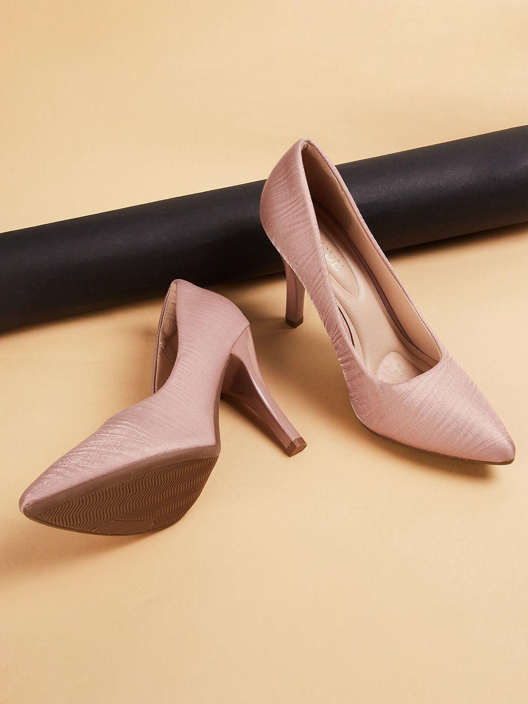 ginger by lifestyle textured pointed toe slim heel pumps