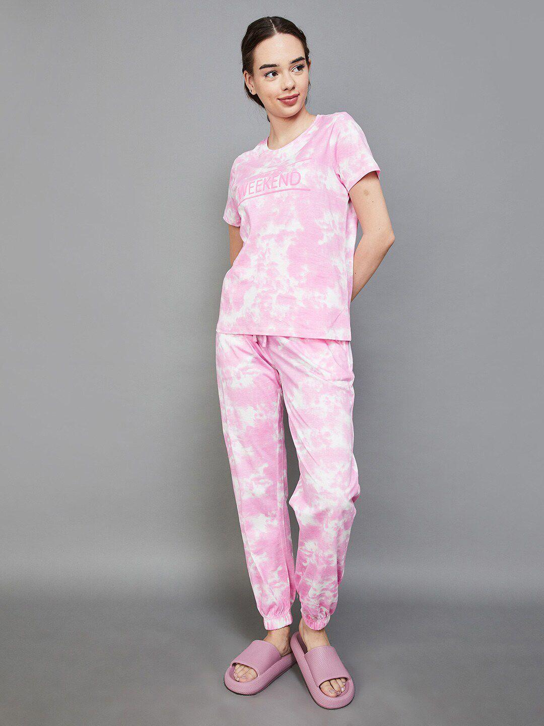 ginger by lifestyle tie & dye dyed pure cotton night suit