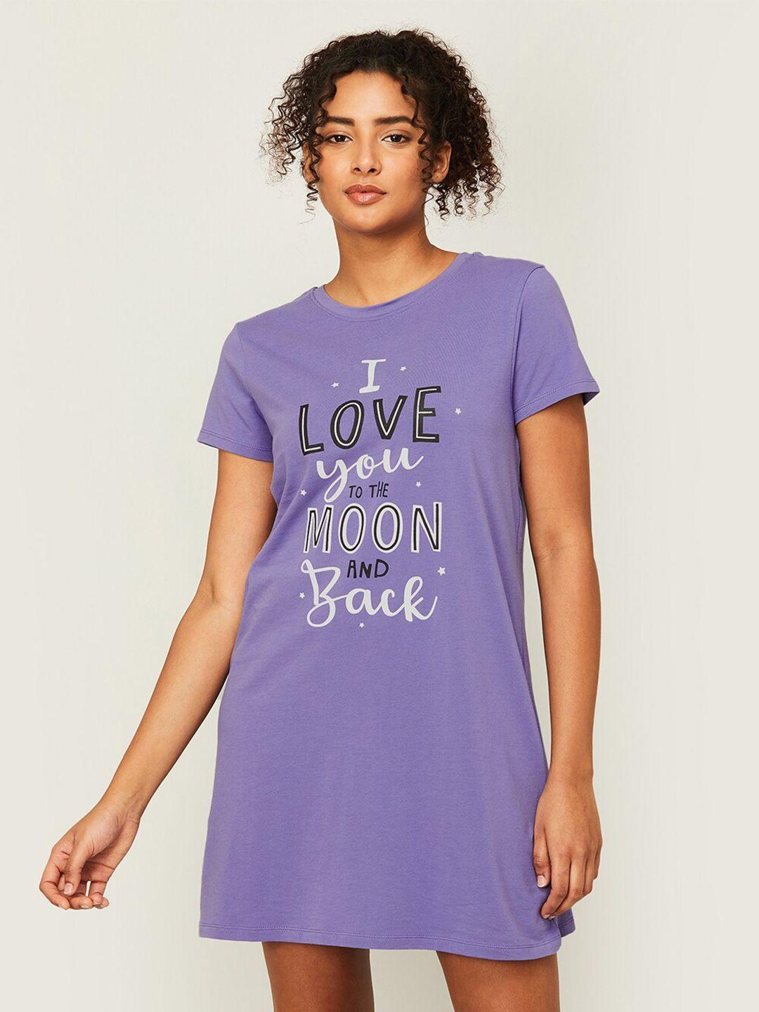 ginger by lifestyle typography printed pure cotton nightdress