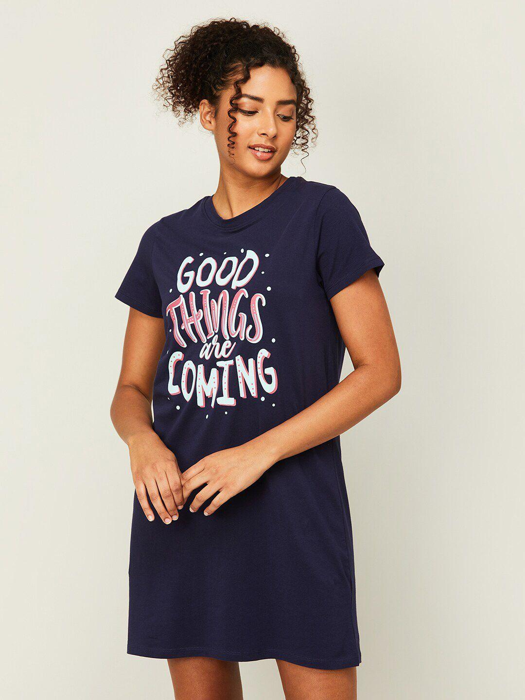 ginger by lifestyle typography printed pure cotton nightdress
