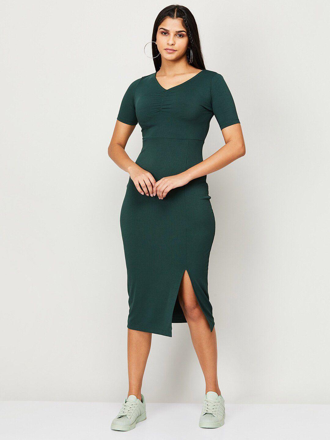 ginger by lifestyle v-neck bodycon midi dress