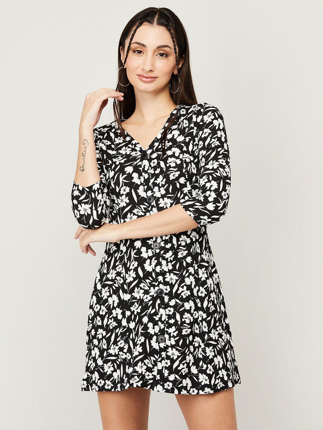 ginger by lifestyle v-neck floral printed mini a-line dress