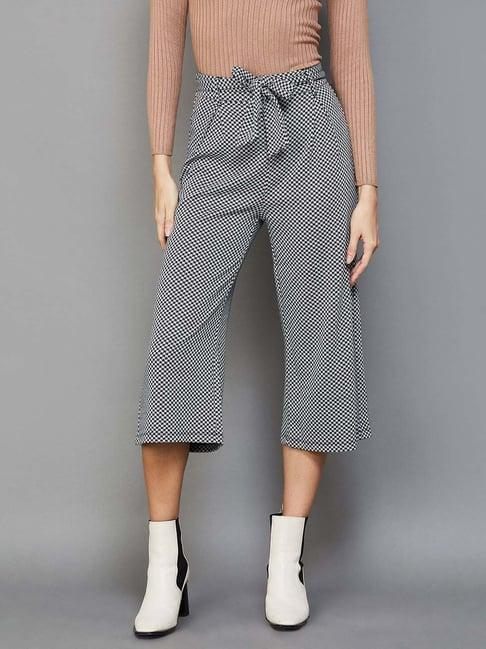 ginger by lifestyle white & black houndstooth pattern culottes