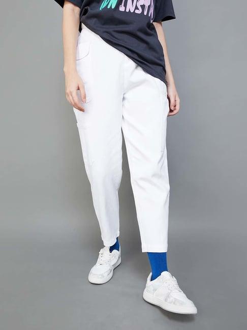 ginger by lifestyle white cotton pants