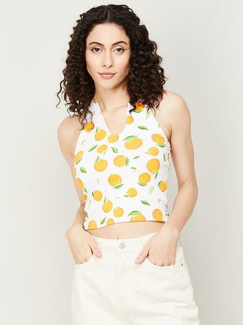 ginger by lifestyle white cotton printed top