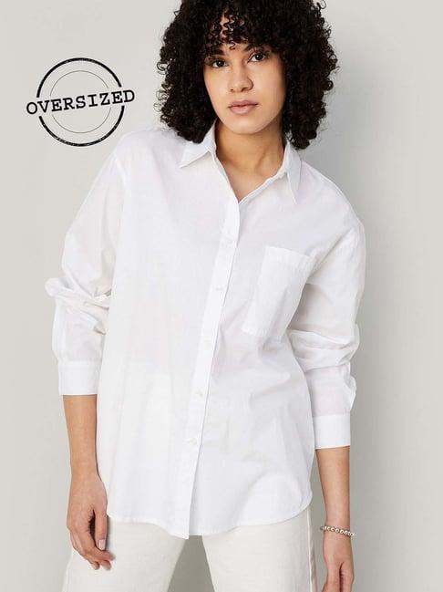 ginger by lifestyle white cotton shirt
