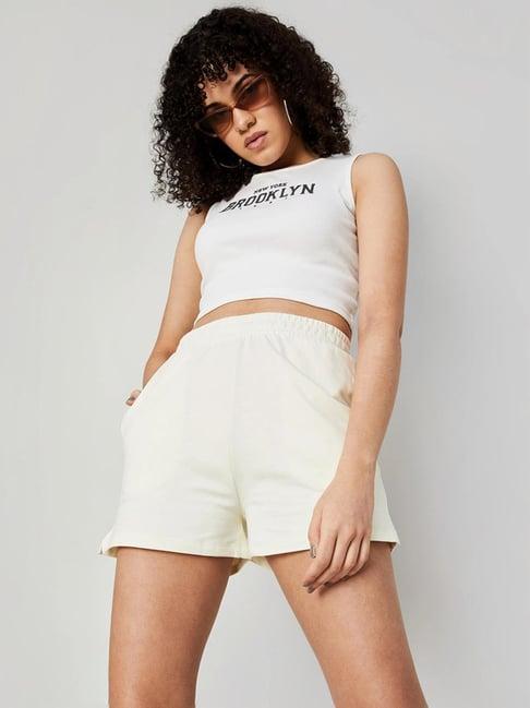 ginger by lifestyle white cotton shorts