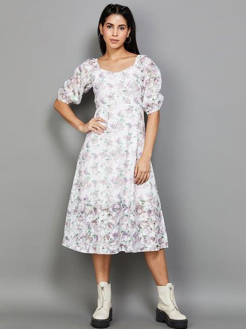 ginger by lifestyle white floral print a-line dress