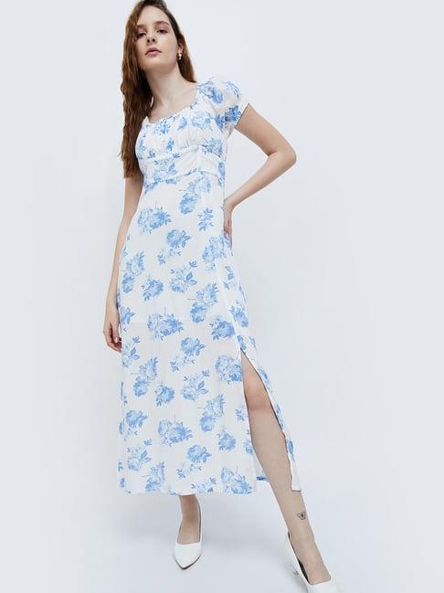 ginger by lifestyle white floral print a-line dress