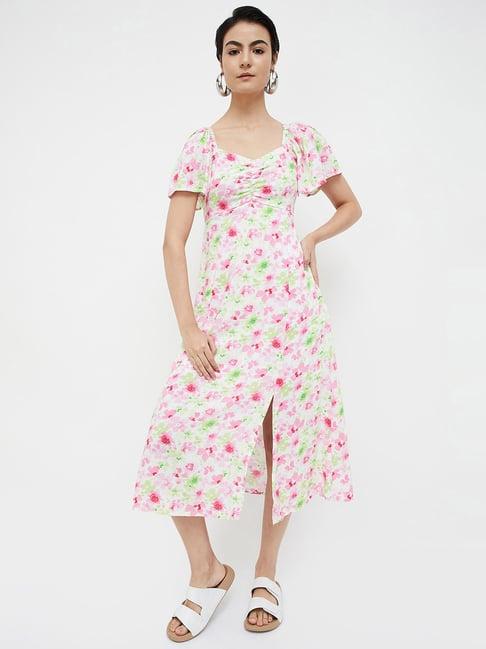 ginger by lifestyle white floral print a-line dress