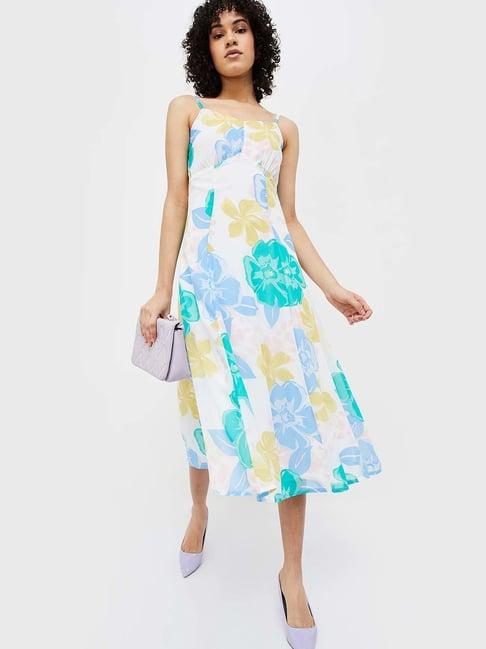 ginger by lifestyle white floral print a-line dress