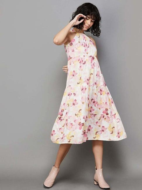 ginger by lifestyle white floral print princess panel dress