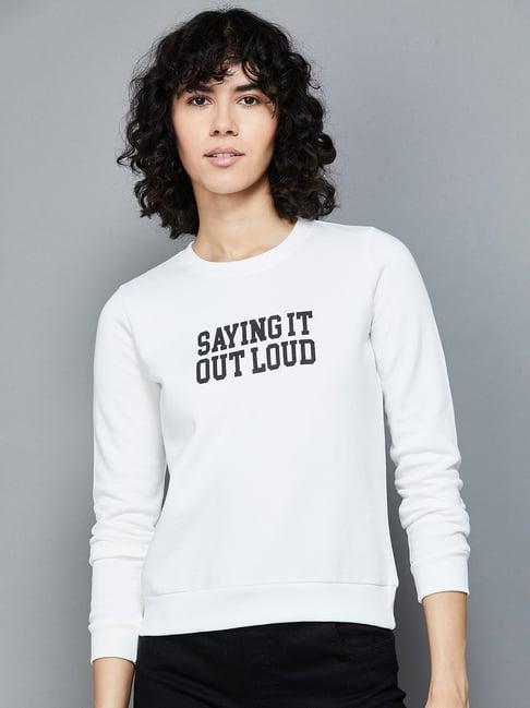 ginger by lifestyle white printed sweatshirt