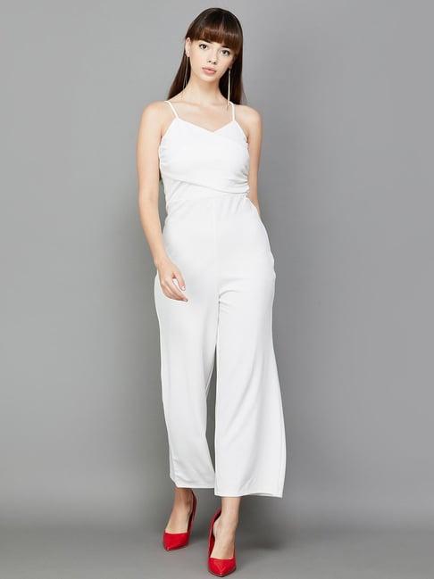ginger by lifestyle white sleeveless jumpsuit