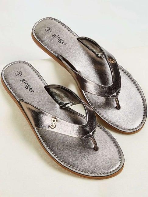 ginger by lifestyle women's pewter thong sandals