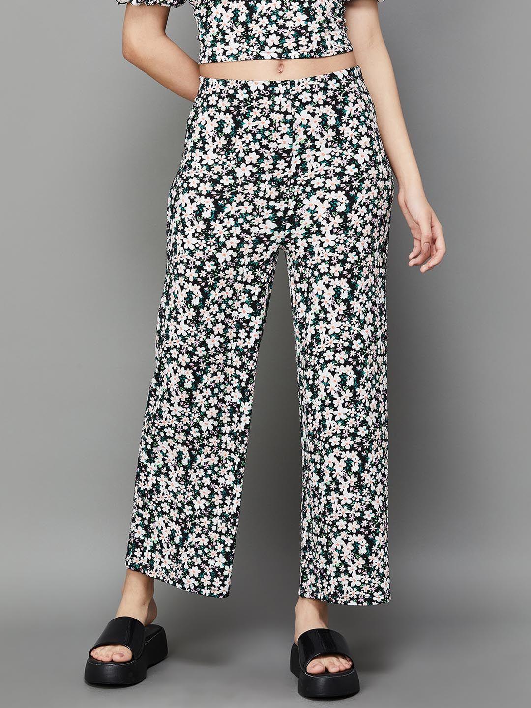 ginger by lifestyle women abstract printed regular fit mid-rise trousers
