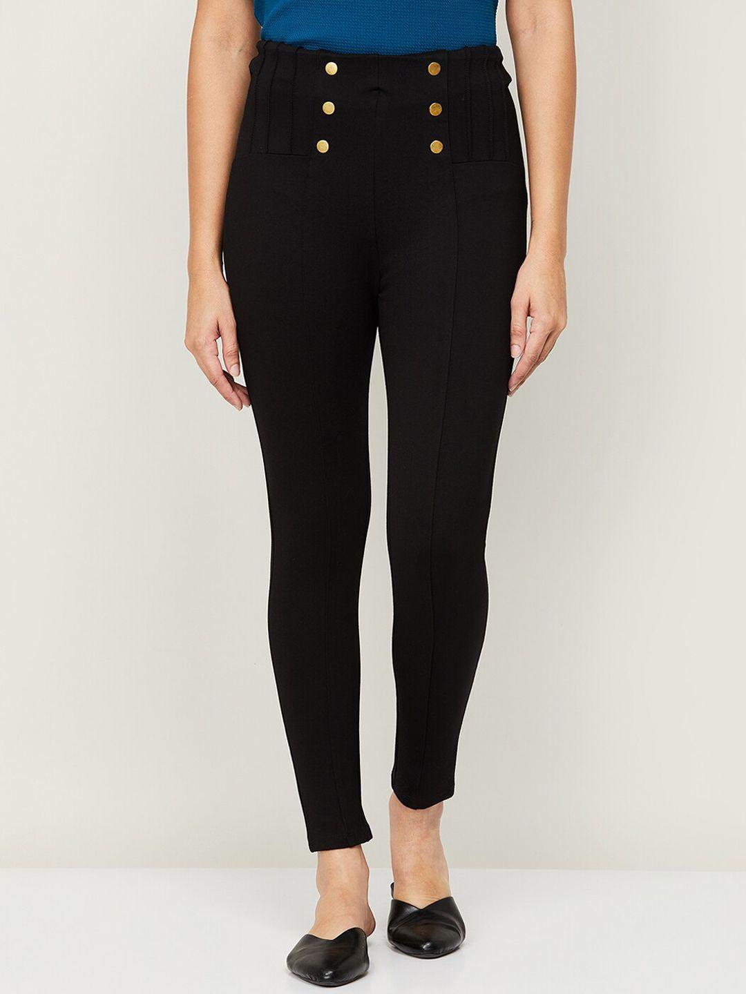 ginger by lifestyle women black high-rise trousers