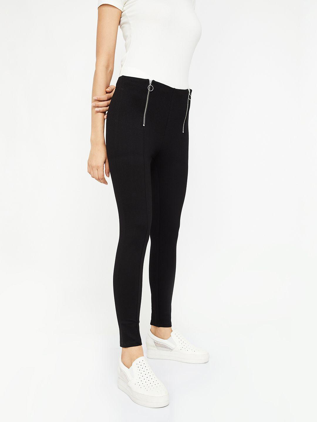 ginger by lifestyle women black solid skinny fit jeggings