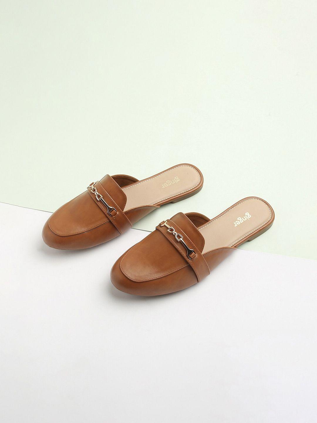 ginger by lifestyle women brown embellished mules