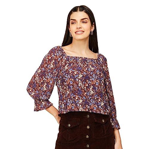 ginger by lifestyle women brown shell regular fit solid top_m