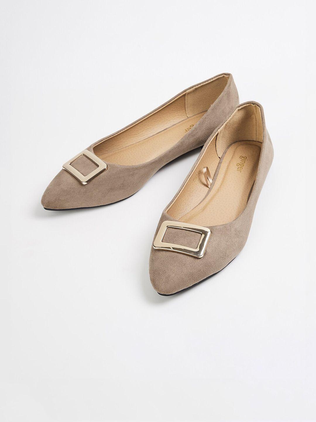 ginger by lifestyle women brown solid  ballerinas